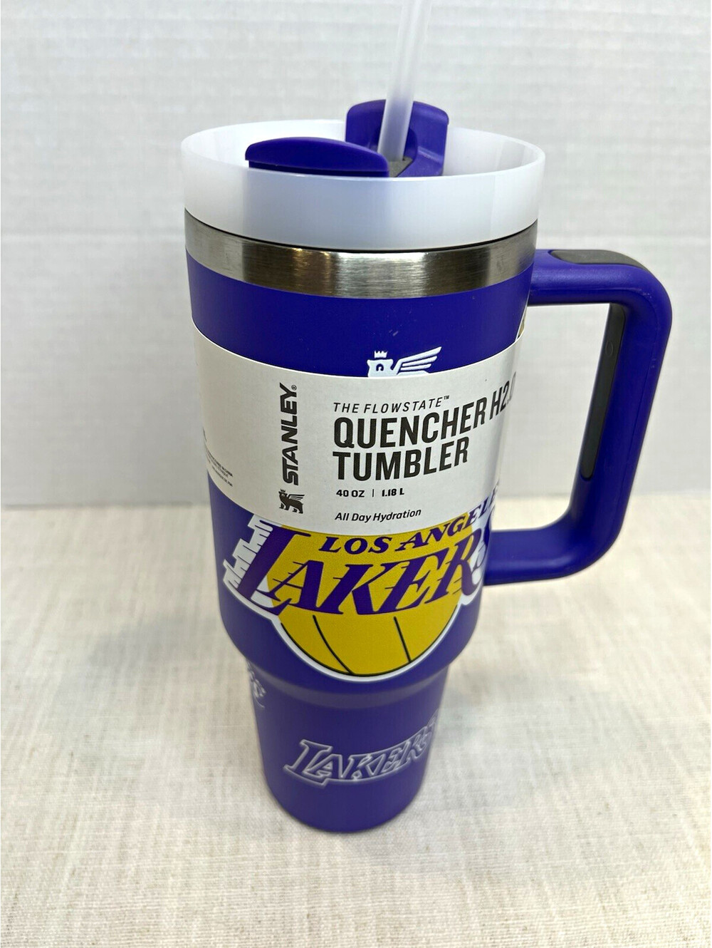 Stanley Quencher H2.0 FlowState 40oz Los Angeles Lakers Purple Handle Lid